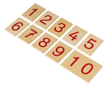 Montessori Satz Ziffern 1-10 auf Holzbrettchen