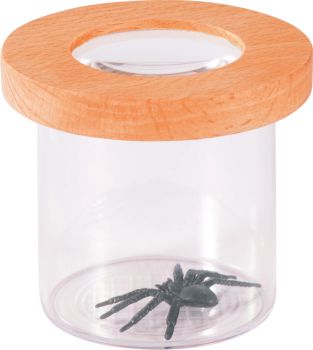 Magnifier box with wooden lid