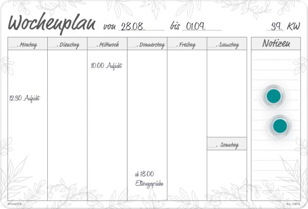 Whiteboard Weekly Plan A4 My Week magnetic 4 pcs.