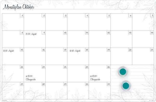 Whiteboard Monthly Plan A3-Plus My Month magnetic 4 pcs.