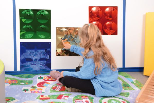 Coloured Convex Mirrors 33x33 cm set of 4