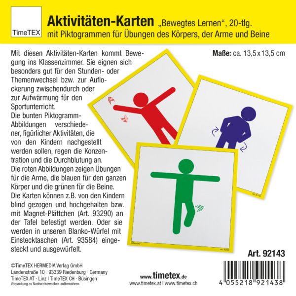 Activity cards learning while moving set of 20