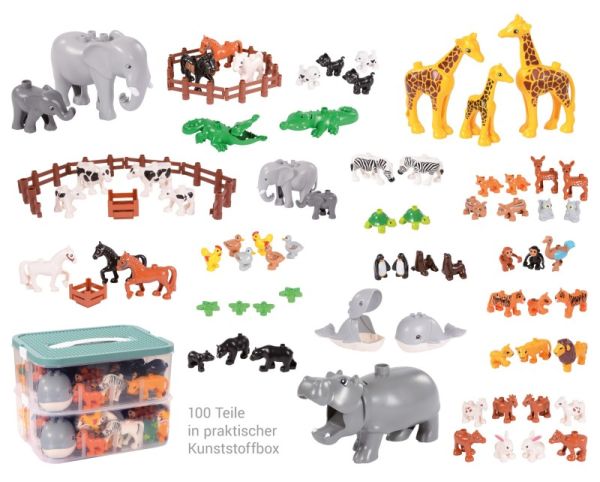 Klemmbaustein-Set Junior Zubehör Tiere und Zäune 100 Teile