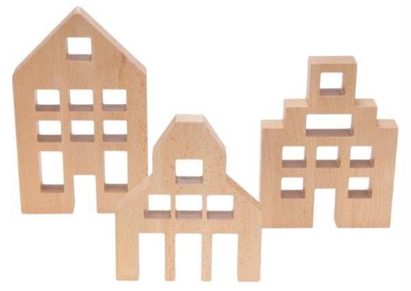 Wooden Houses for Acrylic Stones set of 3