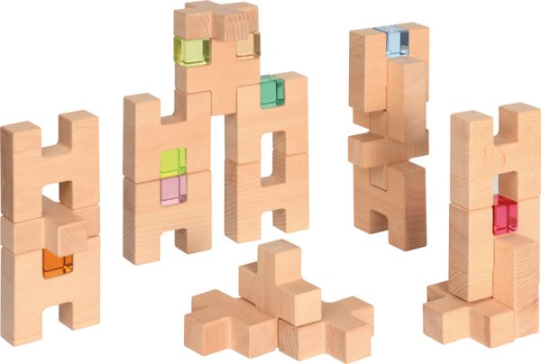Holzbaukasten H- und +-Blöcke