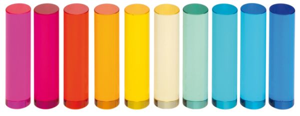 Acrylic Cylinders 10 x 2.5 cm set of 10
