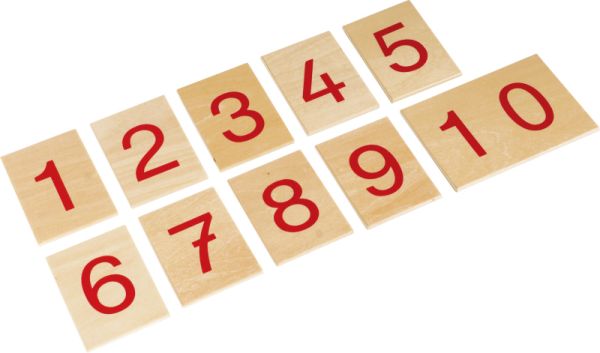 Montessori Satz Ziffern 1-10 auf Holzbrettchen