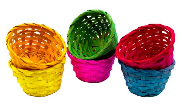 Bamboo basket set of 6 coloured