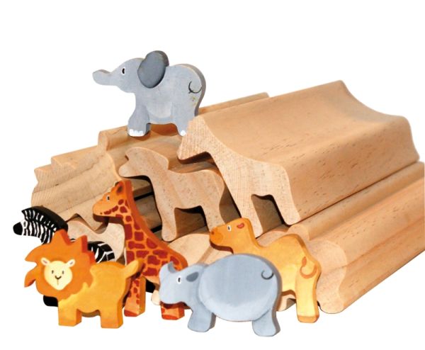 Cutted wooden bars animals