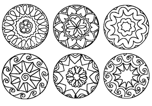 Mandala stamps motifs / fantasy set of 6