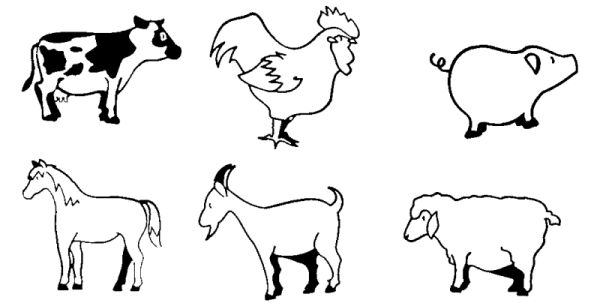 Farm animal stamps set of 6
