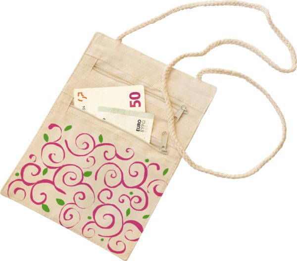 Cotton purse with neck strap