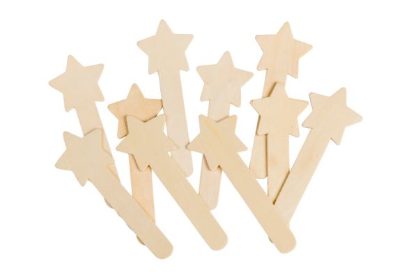 Wood Craft Sticks Stars set of 10