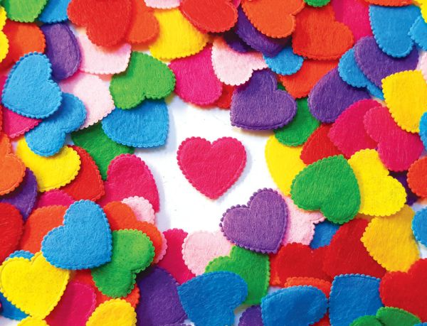 Bunte Filz-Herzen 100er Set