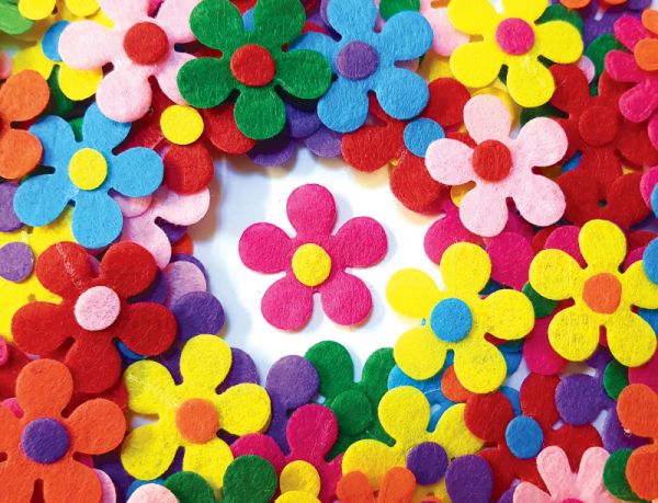 Bunte Filz-Blumen 100er Set