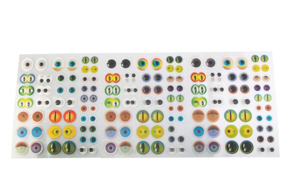 3D Eyes Stickers flat coloured set of 144